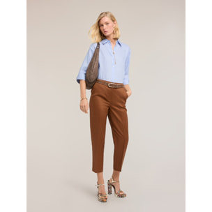 Motivi - Pantaloni regular in misto lino - Marrone