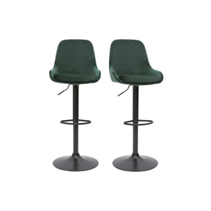 Tabourets de bar design réglables velours vert (lot de 2) HOLO