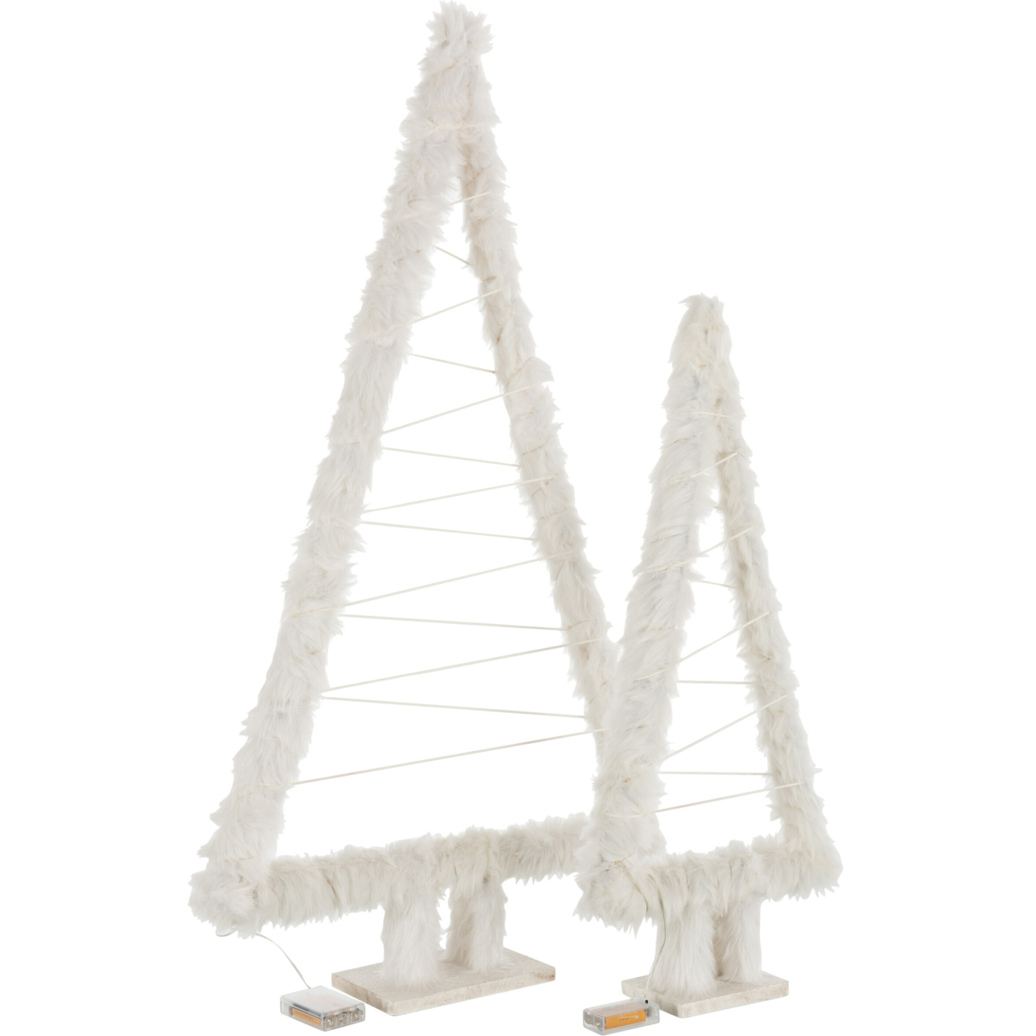 J-Line décoration sapin de Noël Corde - imitation fourrure/bois - blanc - large