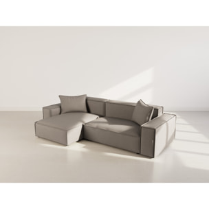 Atlas - Canapé d'angle réversible 4 places en velours texturé - Gris