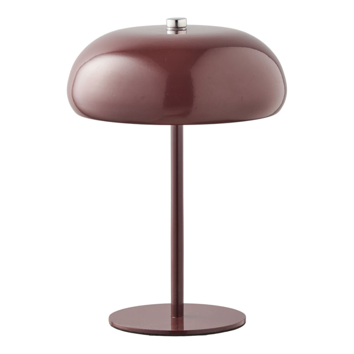 Lampada da tavolo Margate ricaricabile in metallo bordeaux ø16 cm