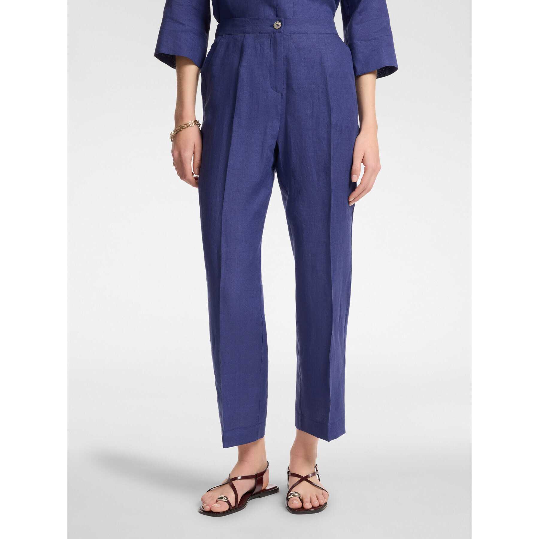 Elena Mirò - pantalones de lino - Azul