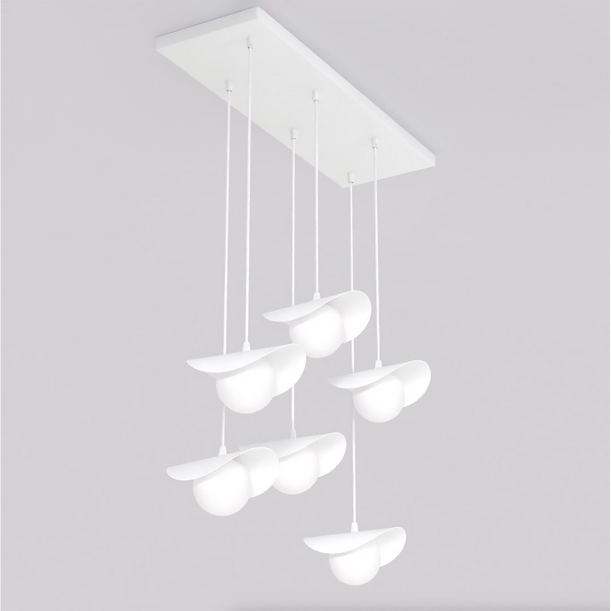 Lampada a sospensione Ritual 6 in acciaio bianco opaco