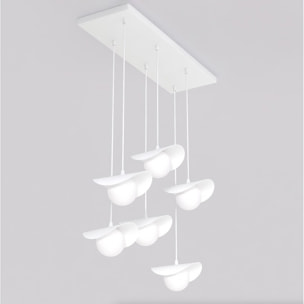 Lampada a sospensione Ritual 6 in acciaio bianco opaco
