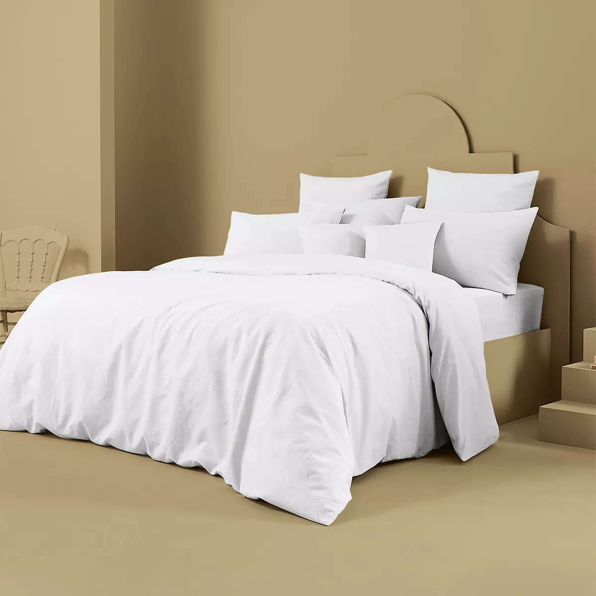 Housse de couette lin & coton 160 g/m² uni blanc Le metis francais neige