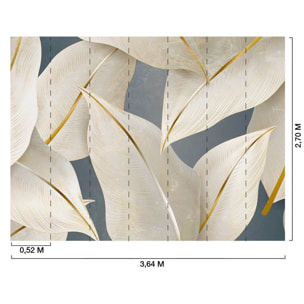 Papier peint feuillage doré élégant fond gris minéral Intissé