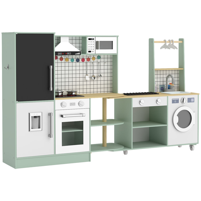 Cuisine enfant modulable tout équipée avec accessoires effets sonores lumineux blanc vert