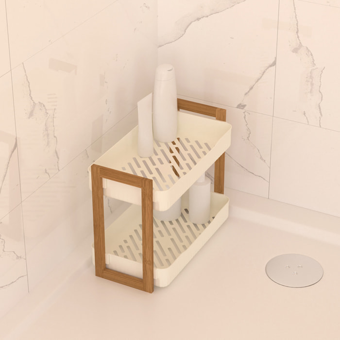 Étagère "Naturéo" en bambou blanc 27x20,5cm