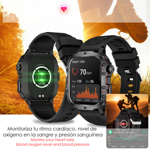DAM Smartwatch QX11 outdoor. Llamadas Bluetooth, notificaciones push, más de 100 modos deportivos. Monitor cardiaco y O2. 5x1,2x4,3 Cm. Color: Beige