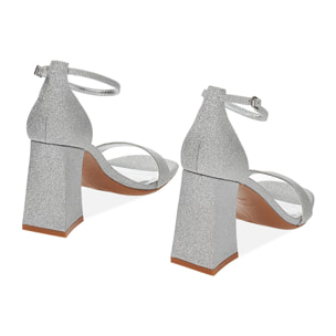 Sandali argento glitter, tacco 8,7 cm