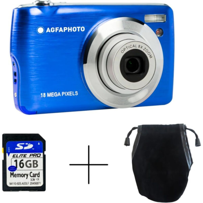 Appareil photo Compact AGFAPHOTO DC8200 Bleu Pack Etui + Carte SD 16GB