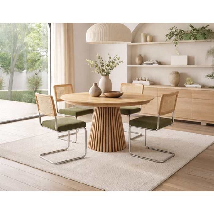 Freya - table à manger ronde extensible - effet bois - 4 à 8 personnes - Bois