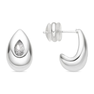 Pendientes acabado plata y Circonita Brillante
