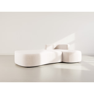 Mahina - canapé d'angle droit 4 places convertible avec coffre en velours côtelé - Beige