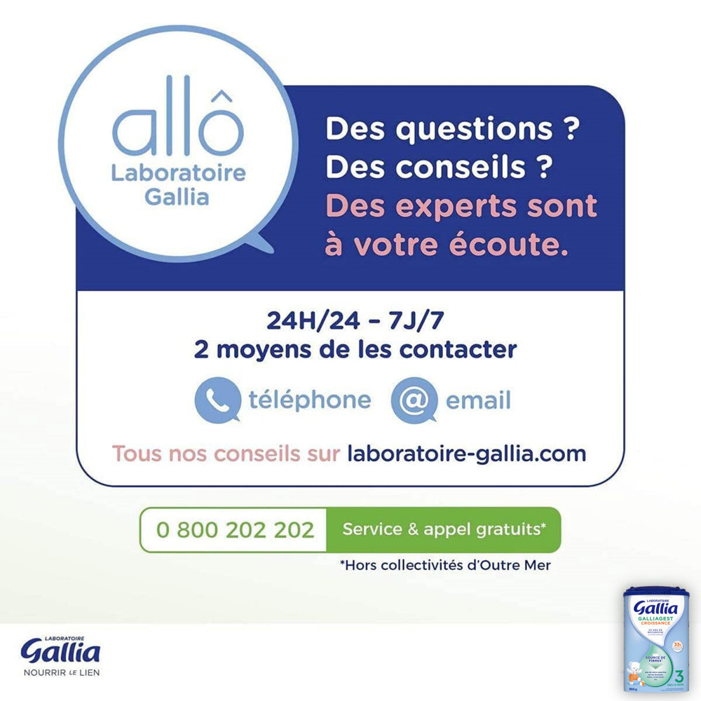 3 Boîtes de Lait en poudre Galliagest Premium Croissance (3x900g) - Gallia De 12 à 18 Mois