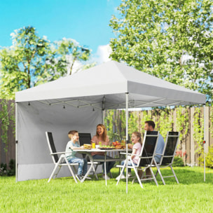 Carpa Plegable 3x3 m, Pop-up, con Pared Lateral, Cenador de Jardín con Protección UPF50+, Empuje Central, Altura Ajustable, Bolsa de Transporte, Gazebo para Camping, Exterior, Blanco