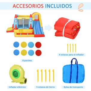 Castillo Hinchable con 2 Toboganes Cama de Salto y Piscina para Niños +3 Años con Inflador y Bolsa de Transporte para Interior Exterior 330x265x185 cm Multicolor