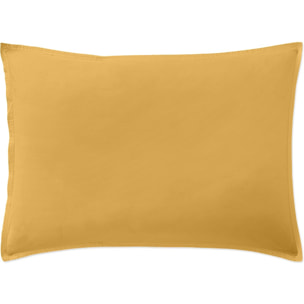 Paire de Taies d'oreiller percale de coton jaune moutarde