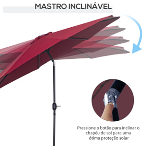 Sombrilla Abrir Fá¡cil Y ángulo Regulable ÃŽ¦3m Vino tinto