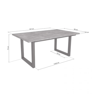 Mesa de comedor de estilo industrial en cementoy negro 167x90 cm Altea Cemento Negro