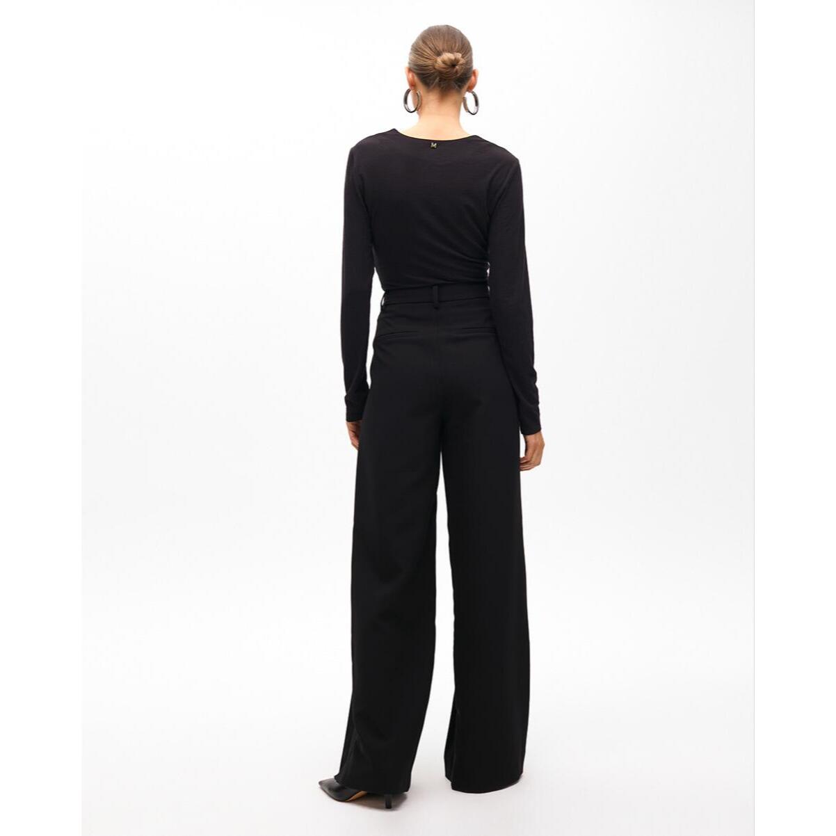 Pantaloni a gamba larga a pieghe