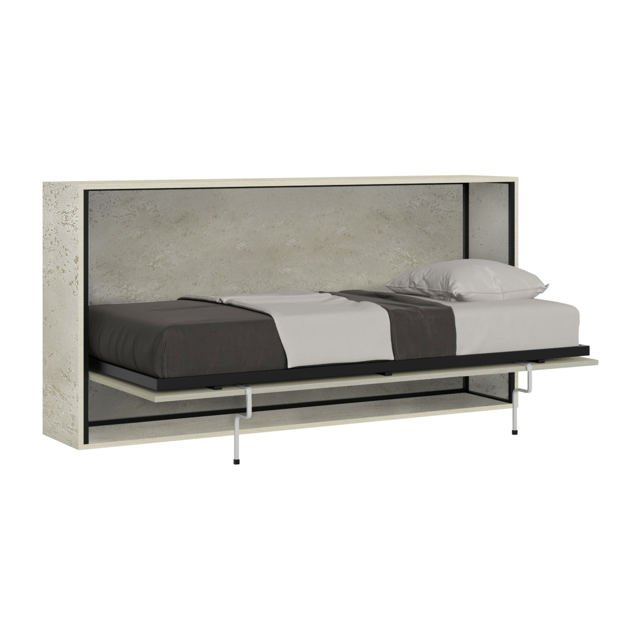 Lit escamotable horizontal 1 couchage 85 Kando avec matelas Cachemire