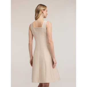 Motivi - Vestido flare de telas ligeras - Beige