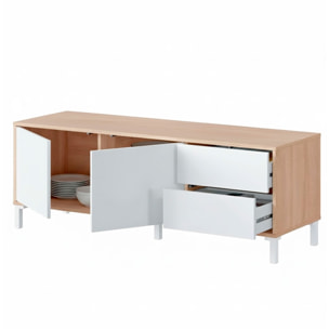 Mobile Tv Credenza Soggiorno Porta Televisione Madia Design Moderno Arredo Casa Mobile Basso Tv Melaminico 130 x 41 x 47 Cm Rovere E Bianco Opaco