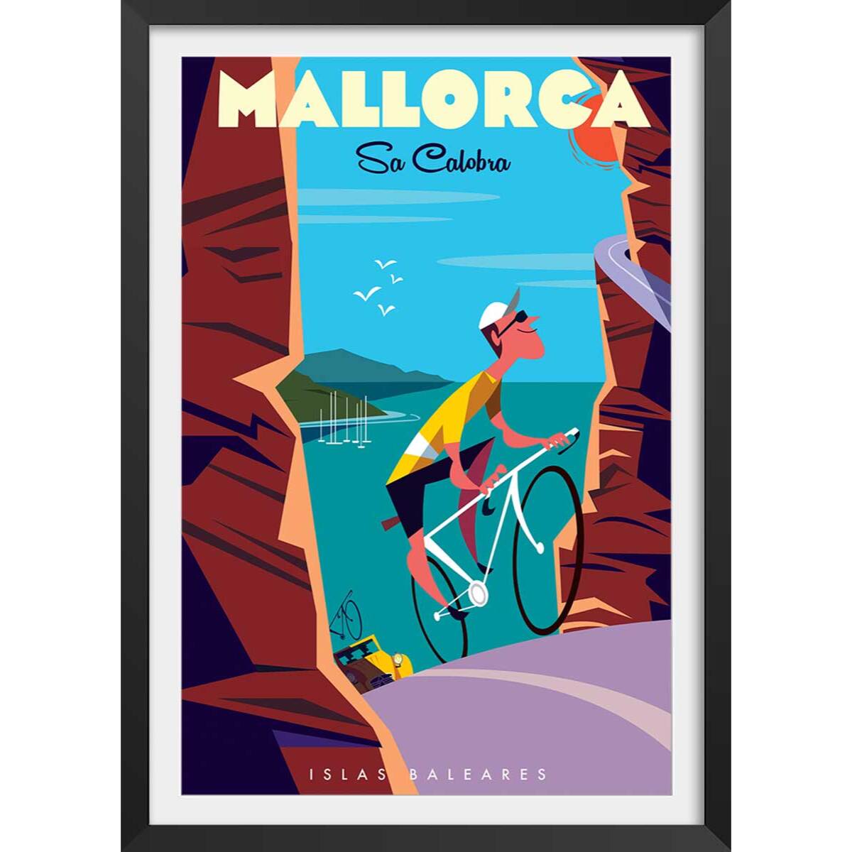 Poster de mallorca Affiche + cadre en bois - Noir