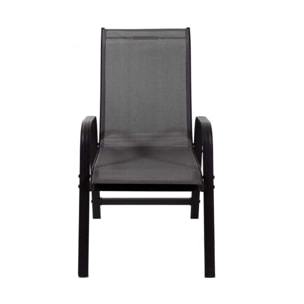 Fauteuil jardin Alu/Textilène "Porto" - Phoenix - Gris clair - Lot de 2