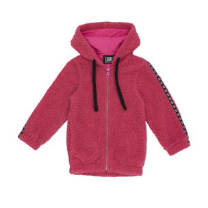 Giacca con cappuccio in sherpa Leone bambina Pink Girl