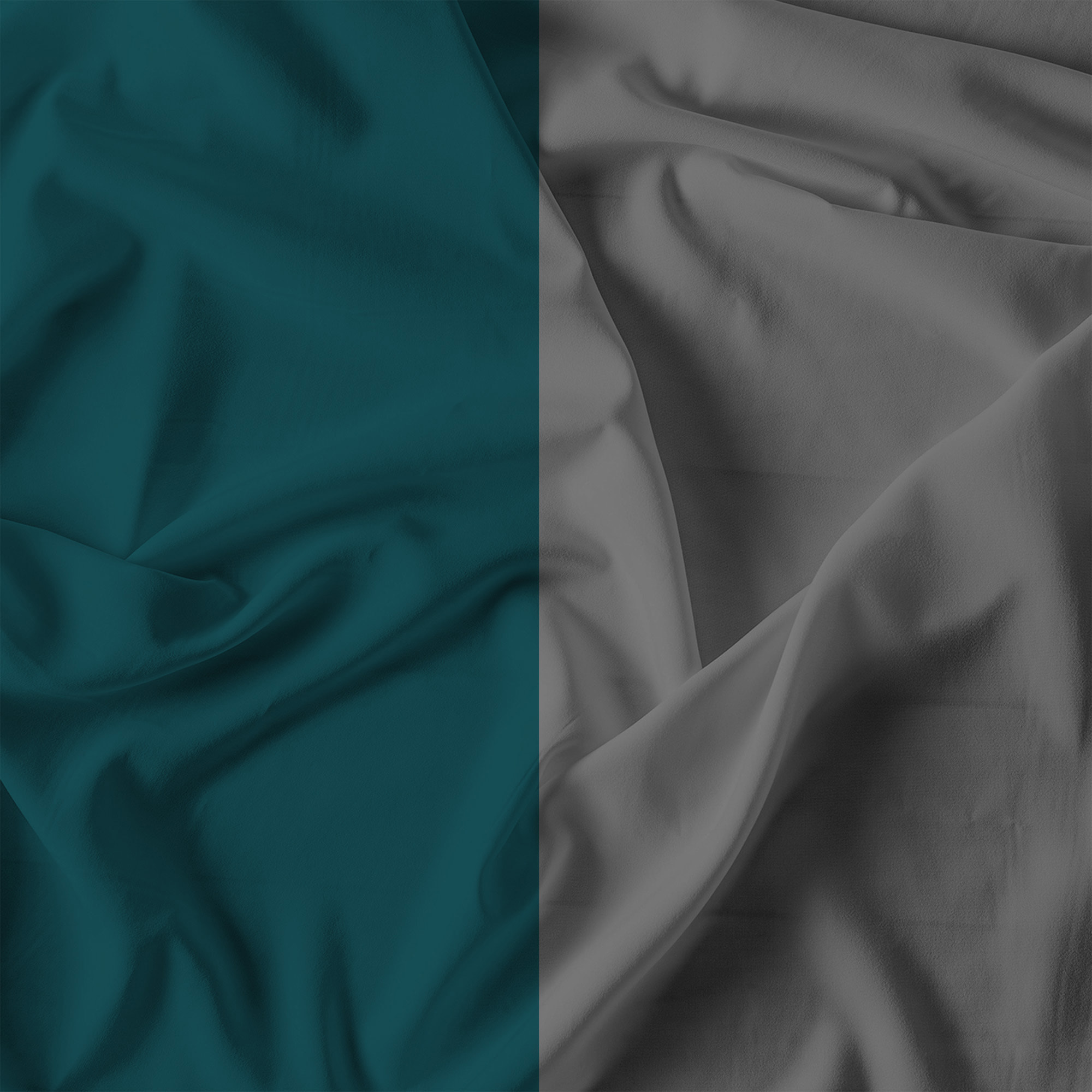 COMPLETO LETTO NATURAL COLOR, 100% Cotone, Made in Italy - VERDE PETROLIO/FUMO