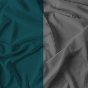 COMPLETO LETTO NATURAL COLOR, 100% Cotone, Made in Italy - VERDE PETROLIO/FUMO