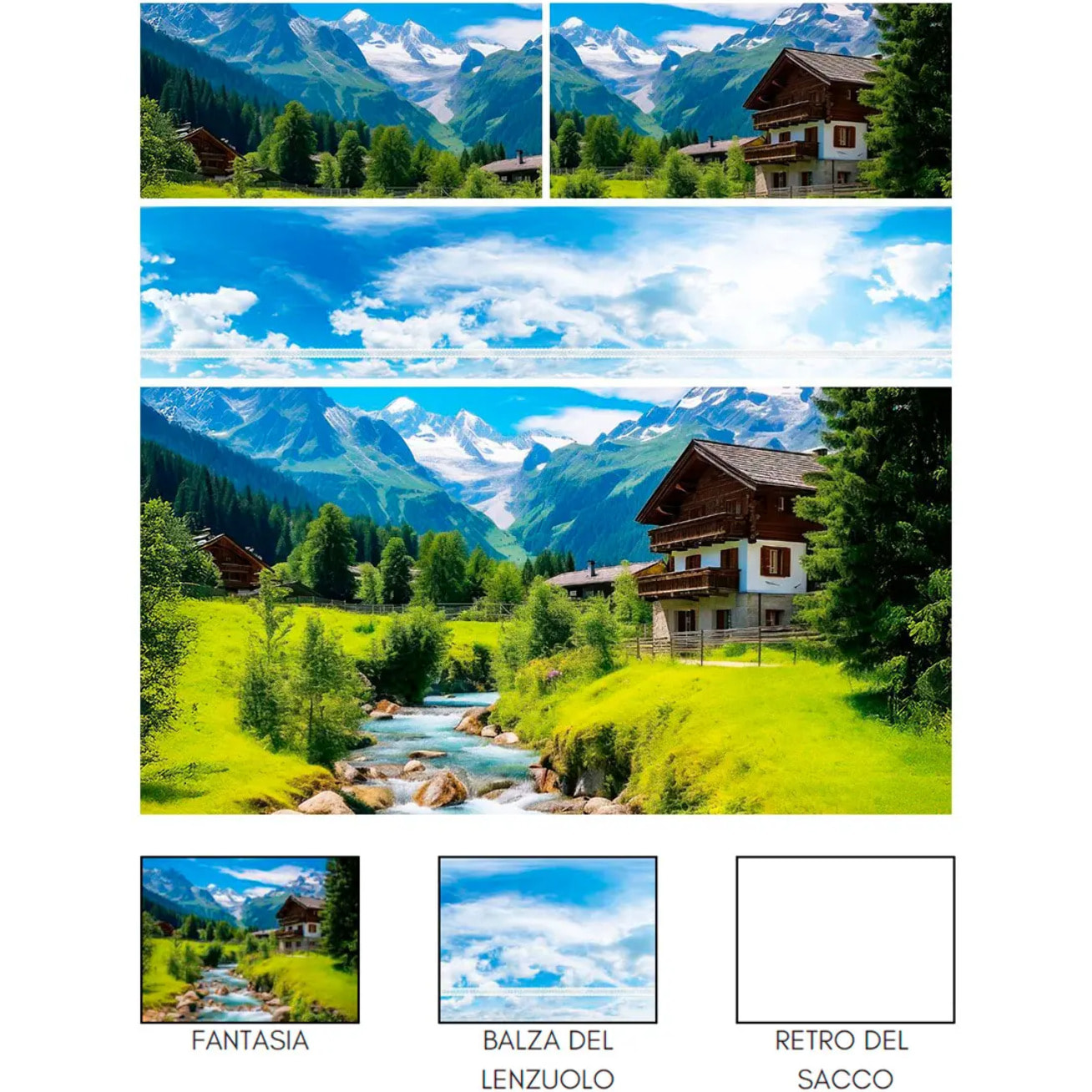 Completo Lenzuola RUSCELLO 100% Cotone e Made in Italy con stampa digitale HD