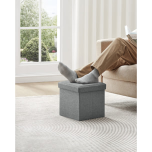Pouf contenitore pieghevole grigio chiaro effetto lino