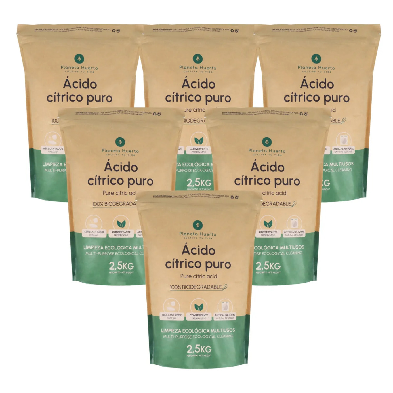 Pack 6xÁcido cítrico Planeta Huerto 2,5 Kg