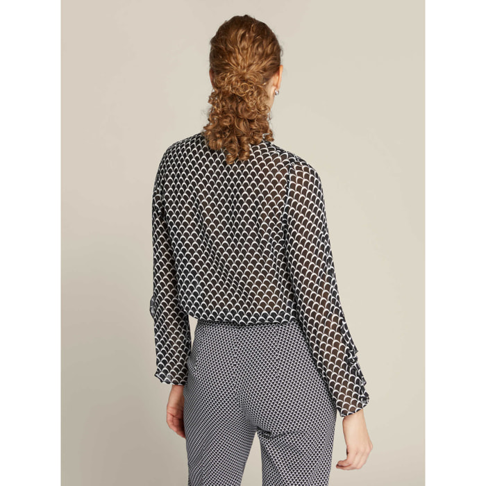 Elena Mirò - Blusa de georgette estampada - Negro