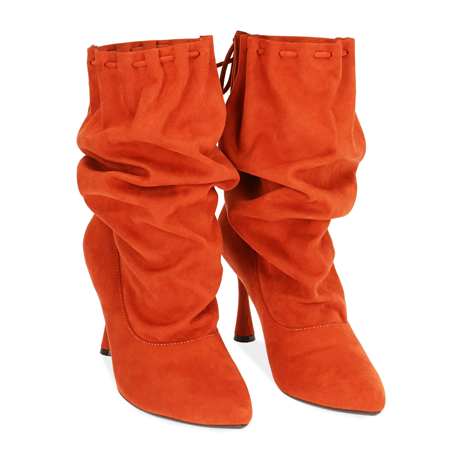 Ankle boots arancio in microfibra, 8,5 cm