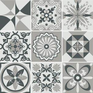 Stickers muraux - Sticker Mural Carrelage adhésif Cuisine Salle de Bain - 9 STICKERS CARREAUX DE CIMENT AZULEJOS ZENIA