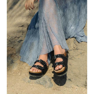 Sandalias de plataforma negras con dos correas
