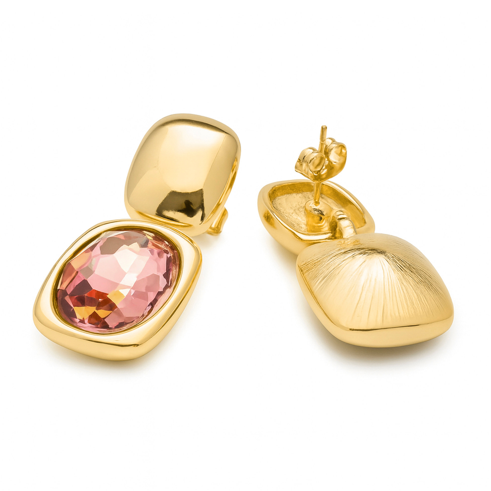 Pendientes de Circonita Marrón acabado en oro amarillo 18k