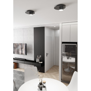 Lampada da soffitto Bolx in acciaio nero opaco