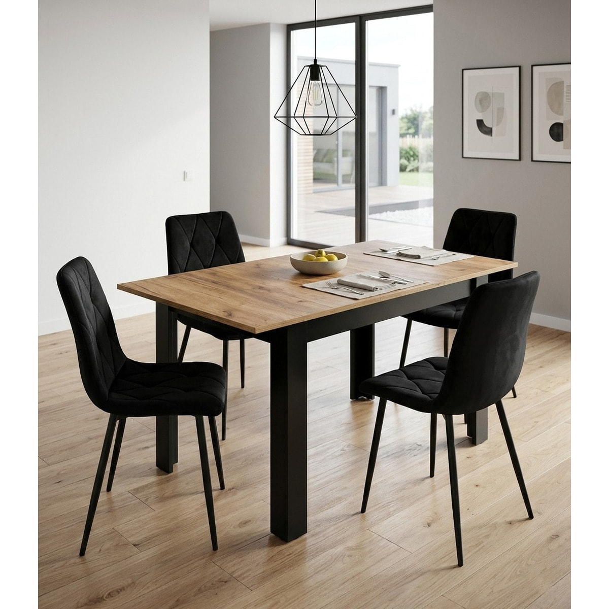 Tavolo allungabile Craft rovere e nero