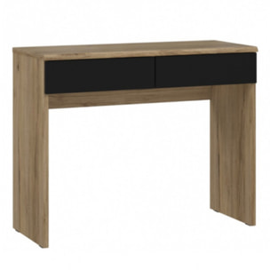 Ensemble coiffeuse en décor bois chêne avec miroir, table et banc - DAVID
