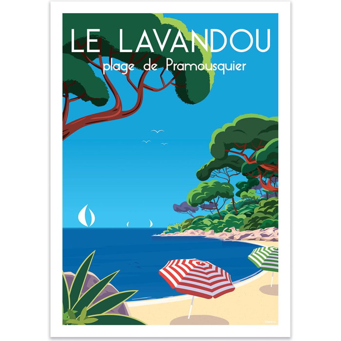 Affiche - Le Lavandou Plage de Pramousquier - Raphael Delerue