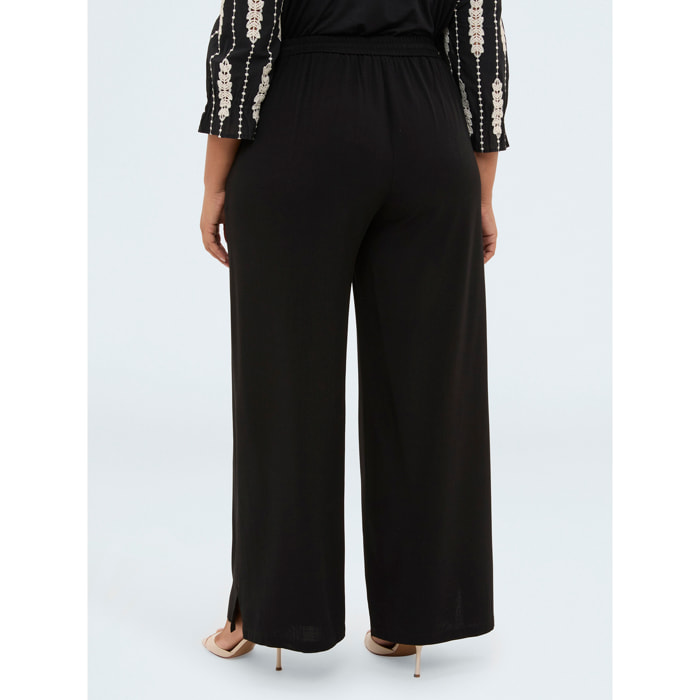 Fiorella Rubino - Pantalones Wide Leg con cordón en la cintura - Negro