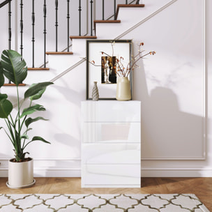 Cómoda con 4 Cajones Cómoda de Dormitorio Moderno con Diseño Anti-vuelco Cajonera para Salón Pasillo 55x33x80 cm Blanco Brillante