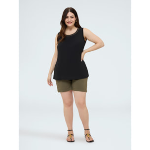 Fiorella Rubino - Top bimaterico in viscosa con applicazioni - Nero