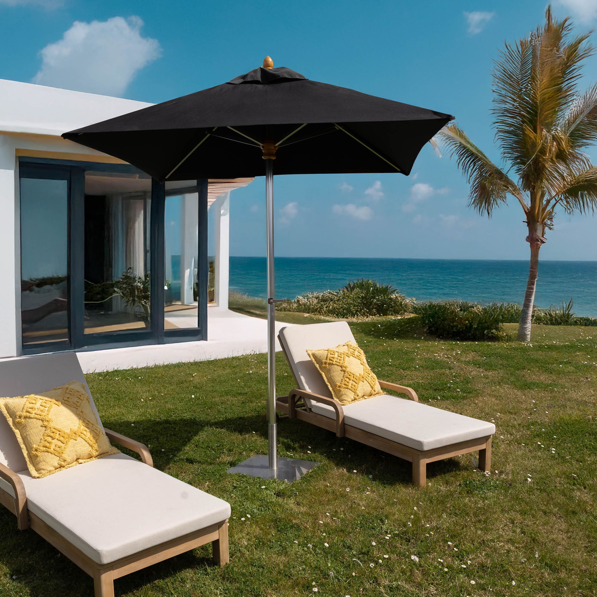 Parasol en aluminium et toile noire 200cm COMETE
