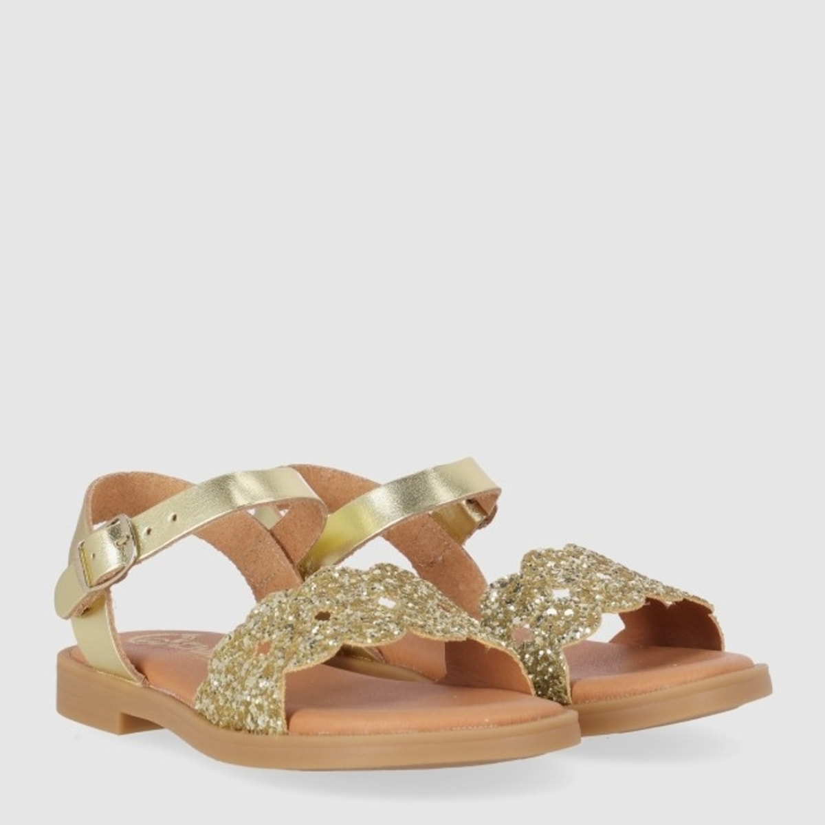 Sandalias de Piel - Oro - Tacón: Bajo